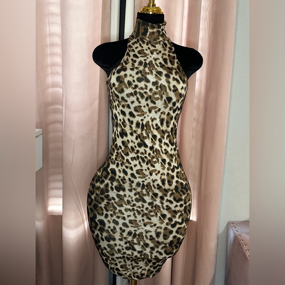 Leopard Print Halter Dress